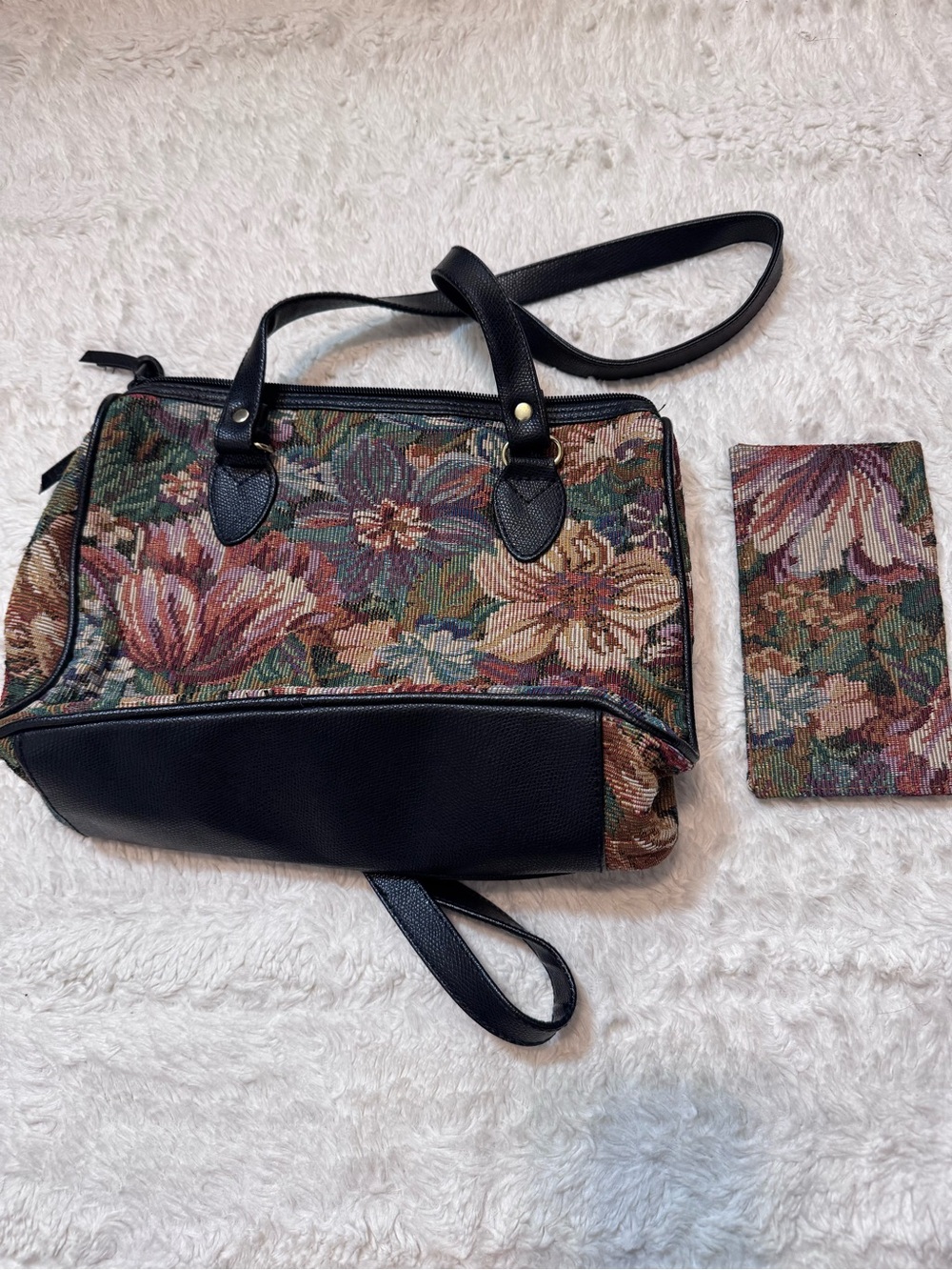 Vintage Tapestry Floral Purse + Matching Wallet Boho Cottagecore